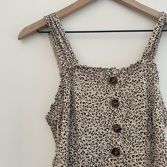 Japna Sundress Brown Black Tank Dress Women’s Medium Buttons Cheetah - Picture 2 of 5